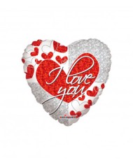 Mylar I Love You Rosso ed Argento Cuore 18"