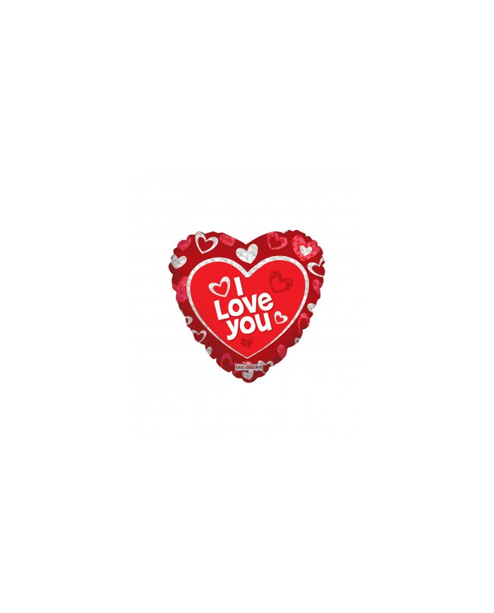 Mylar I Love You Rosso Cuori Sospesi 18"