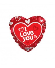 Mylar I Love You Rosso ed Argento Cuore 18"