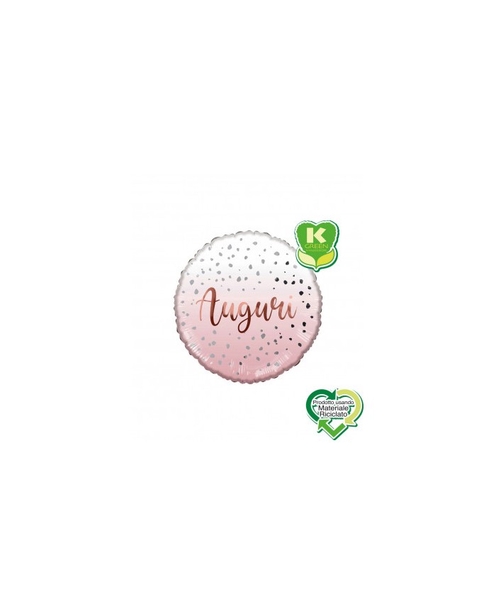 Mylar Auguri Rosa con Drops Tondo K-Green 18"