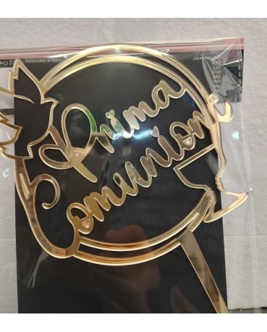 Cake Topper plexi Prima comunione oro