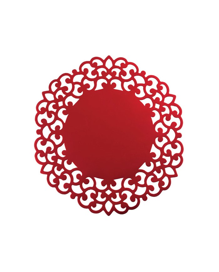 Sottopiatti rosso satinato laser cm 33 pz 4