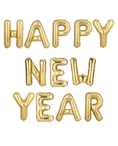 SCRITTA PALL. MYLAR HAPPY NEW YEAR ORO CM 40