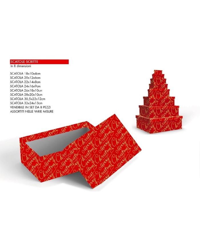 Scatola Natale Merry Christmas set 8 pz varie misure