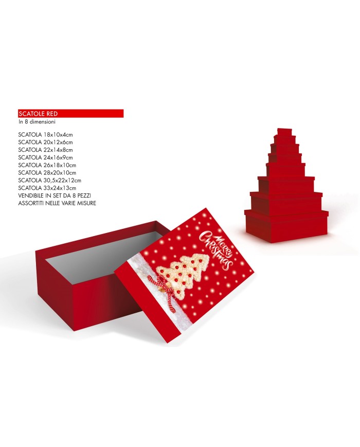 Scatola Natale Alberi set 8 pz varie misure