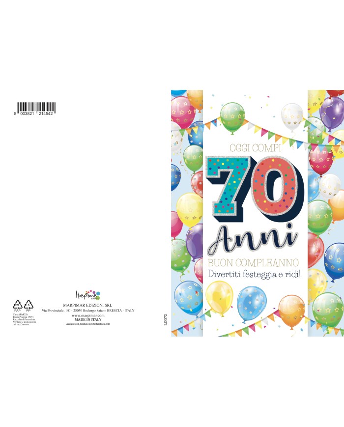 Biglietto auguri 70 anni classic