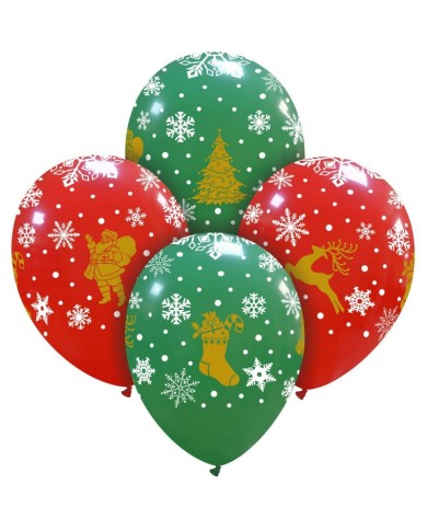 Palloncini 12" assortiti natale stampa globo pz 100