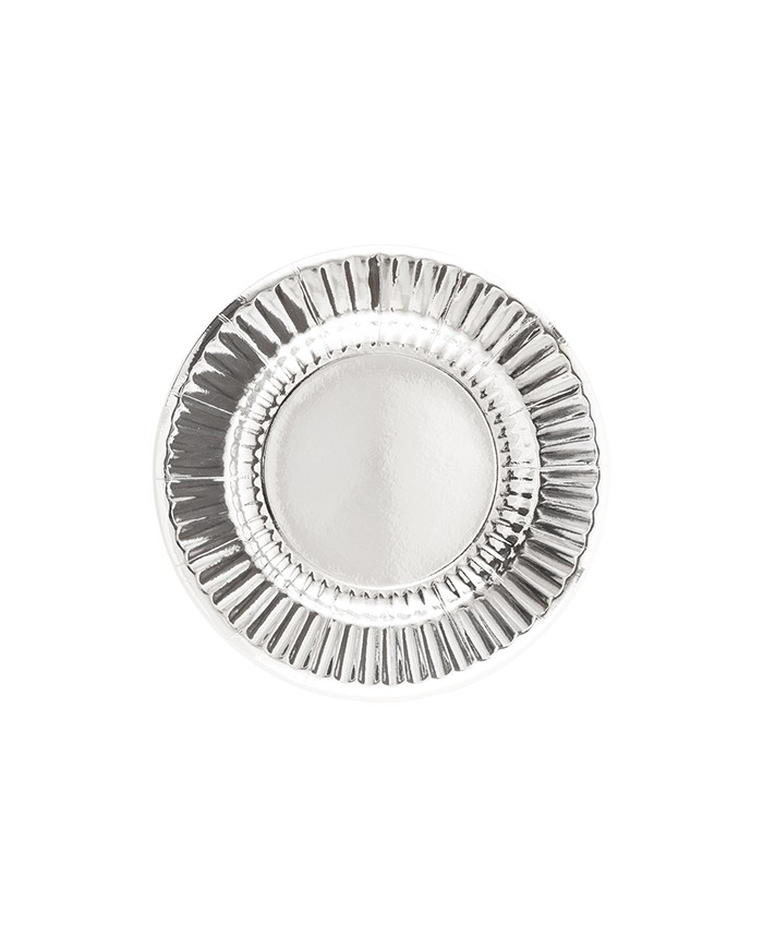 Piatti cm 21 tondi Argento lucido monocolore pz 8