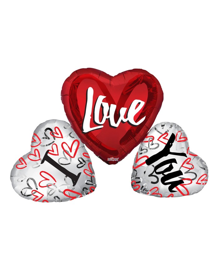 Mylar I Love You Trio di Cuori SuperShape w36"