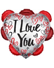 Mylar I Love You Trio di Cuori SuperShape w36"