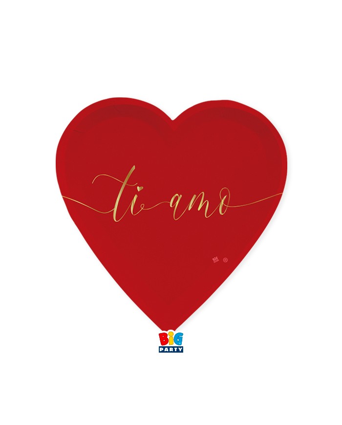 Piatti Cuore 22 x 22 cm Ti Amo Gold pz 6