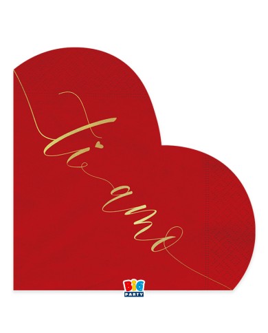 Tovaglioli Cuore 33 x 33 cm Ti Amo Gold pz 16