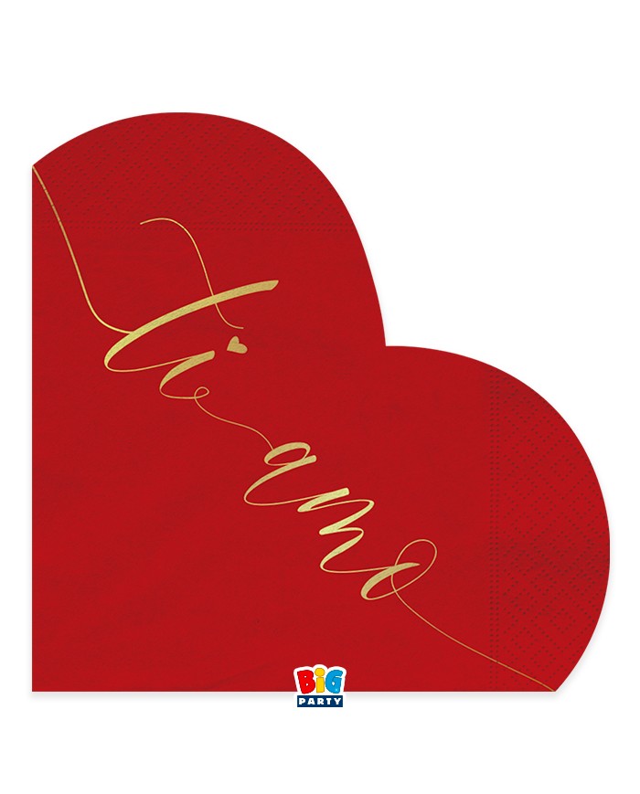 Tovaglioli Cuore 33 x 33 cm Ti Amo Gold pz 16