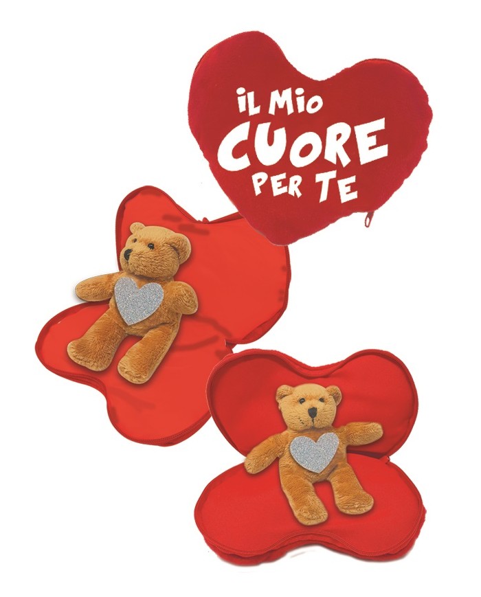 Cuore ø 16 cm con Orso cm 11 con glitter