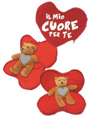 Cuore ø 16 cm con Orso cm 11 con glitter