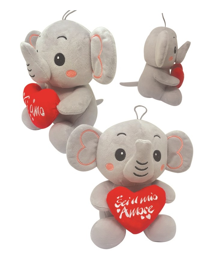 Elefantino cm 25 con cuore ti amo