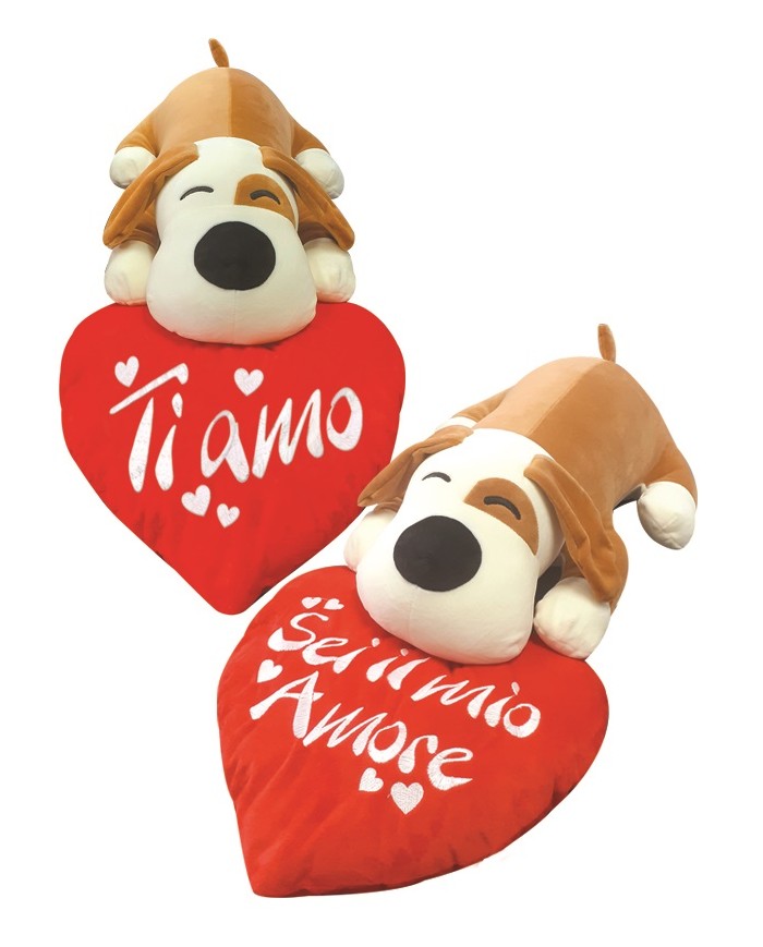 Cane coccolone cm 50 con cuore cm 35 sei il mio amore
