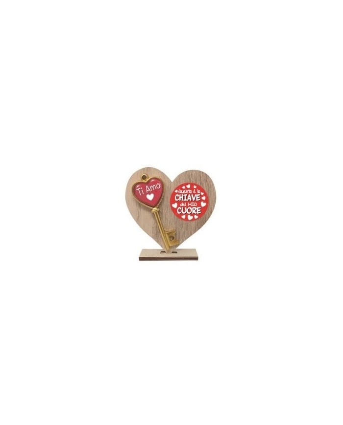 Cuori da tavolo in legno con chiave dell'amore