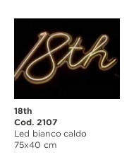 Scritta 18 th led bianco caldo