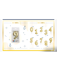 Candelina Tiny Plump Oro Metal 7 cm Numero 0