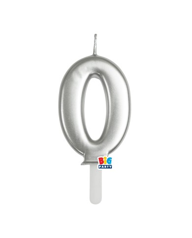 Candelina Tiny Plump Argento Metal 7 cm Numero 0
