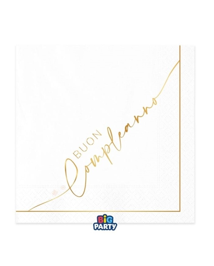 Tovaglioli 33 x 33 Buon compleanno gold pz 16