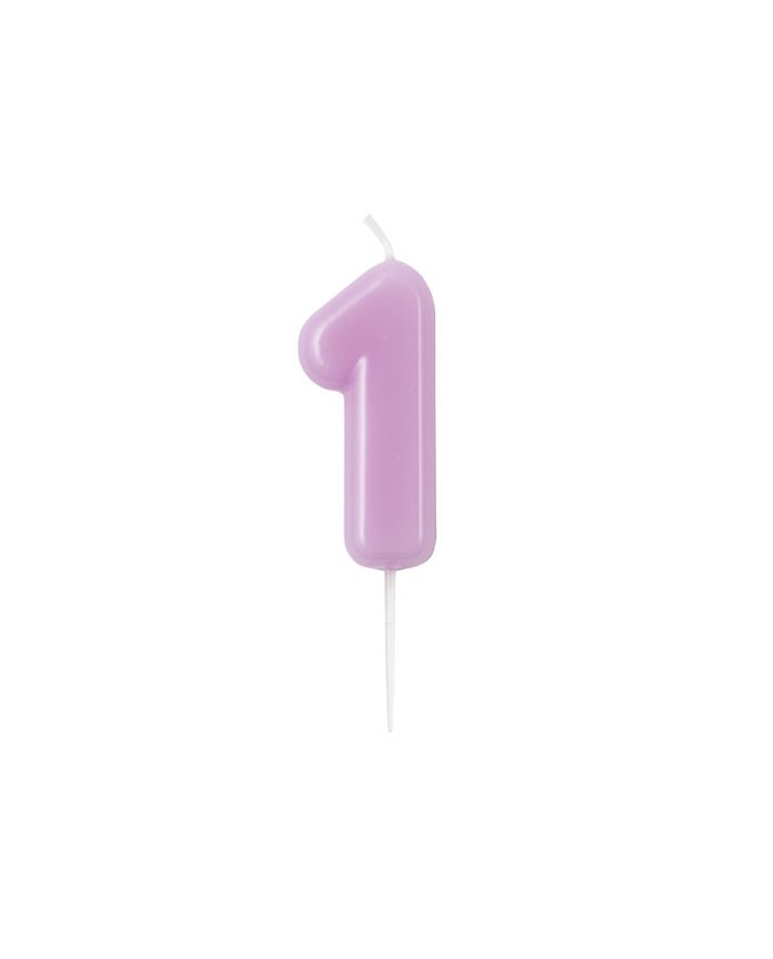 Candelina glossy lilla numero 1 cm 10,5
