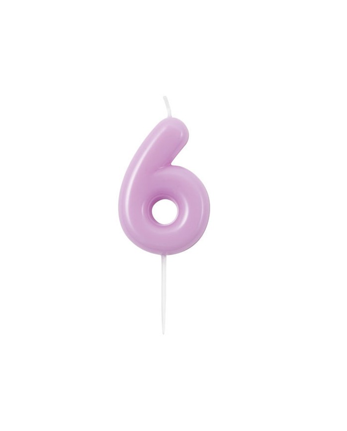 Candelina glossy lilla numero 6 cm 10,5