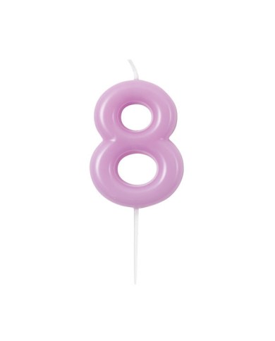 Candelina glossy lilla numero 8 cm 10,5