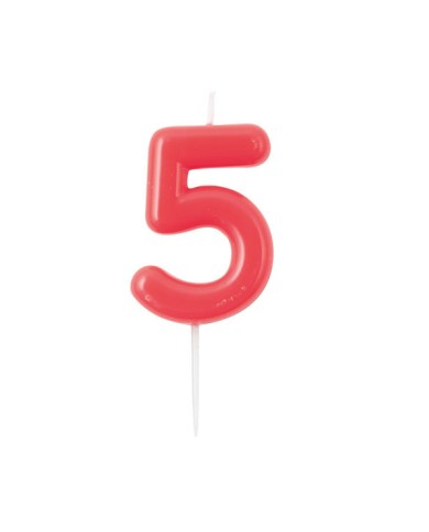 Candelina glossy rosso numero 5 cm 10,5