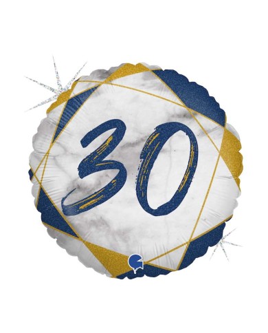 Palloncino mylar 18" 30 anni marmorizzato blu/oro
