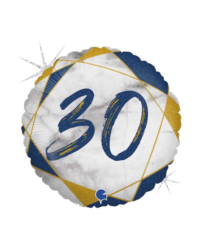 Palloncino mylar 18" 30 anni marmorizzato blu/oro