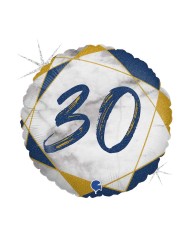 Palloncino mylar 18" 30 anni marmorizzato blu/oro