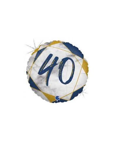 Palloncino mylar 18" 40 anni marmorizzato blu/oro