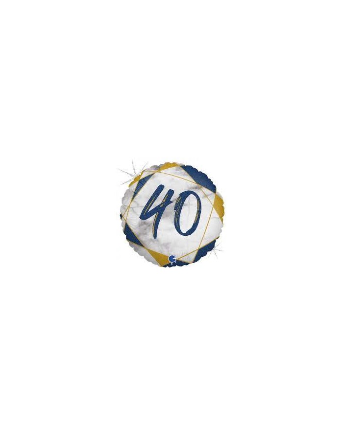 Palloncino mylar 18" 40 anni marmorizzato blu/oro