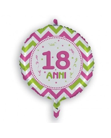Pallone mylar chevron 18 anni fucsia