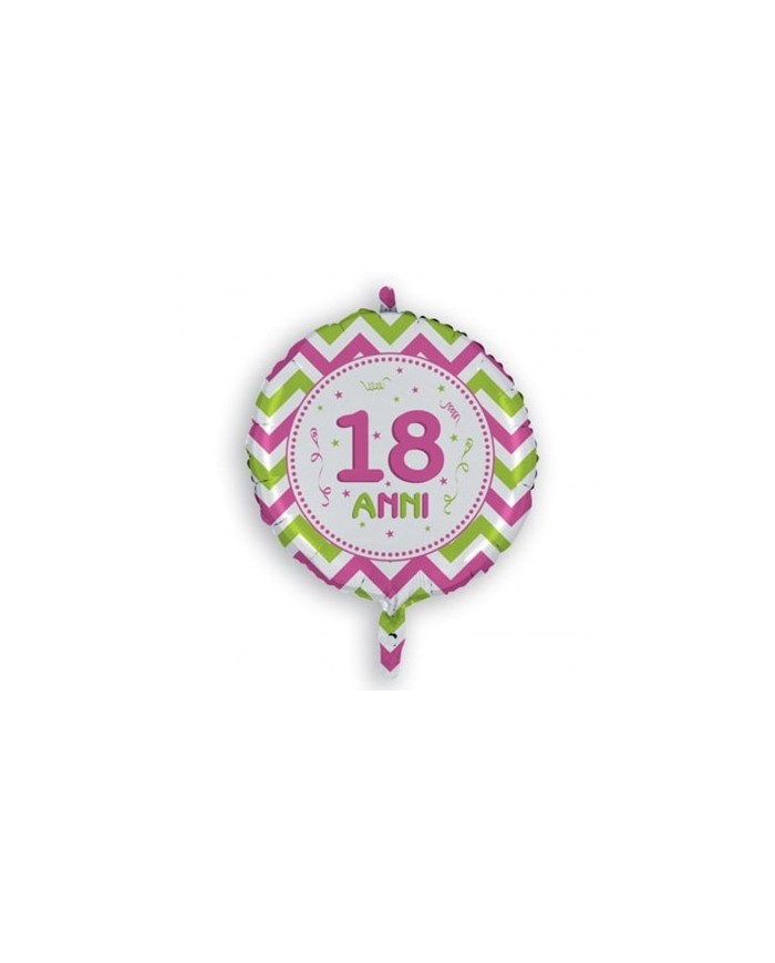 Pallone mylar chevron 18 anni fucsia