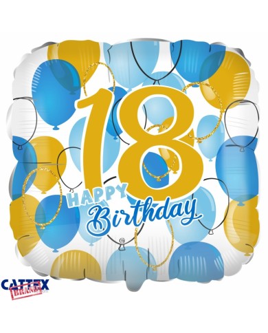 Pallone mylar 18 anni blu/oro