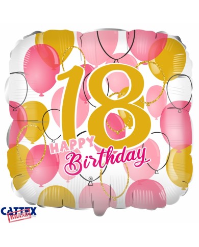 Pallone mylar 18 anni rosa/oro