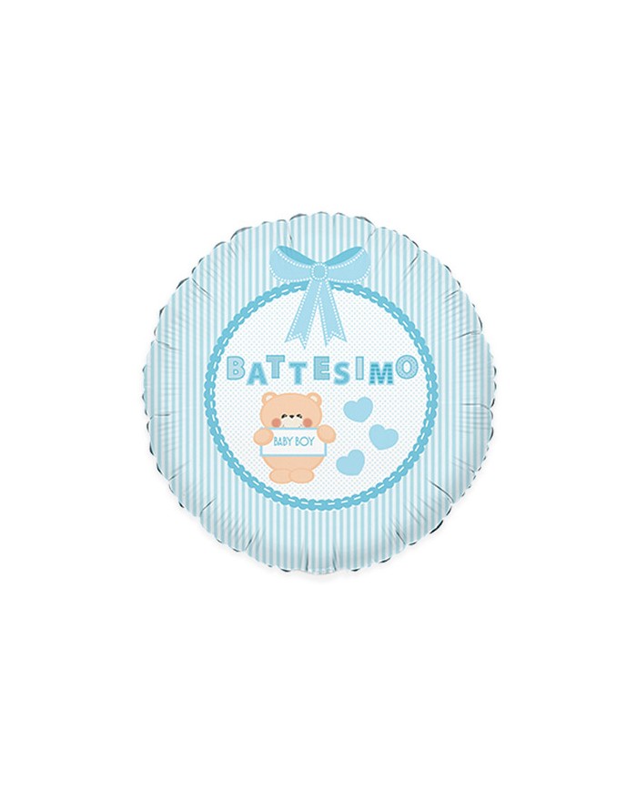 Palloncini Mylar 9″ Battesimo Teddy Celeste pz 5