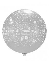Palloni 33" bianco stampa ocra globo Prima Comun.