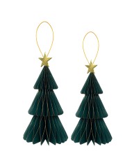 Albero rosso in carta con stella cm 25/20 confezione da 2 pz