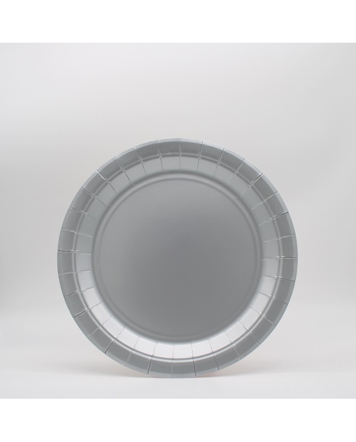 Piatti 24 cm in carta Argento Matto conf da 15 pz