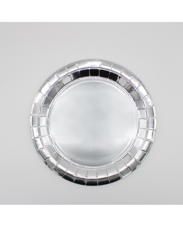 Piatti 24 cm in carta Argento Metal conf da 15 pz