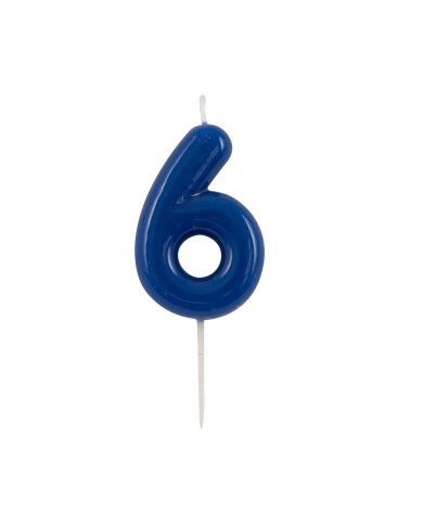 Candelina numero 6 glossy blu navy cm 10,5