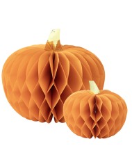 Zucche in carta H cm 20/30 ass arancio/oro conf da 2 pz