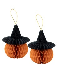 Zucche in carta H cm 20/30 ass arancio/oro conf da 2 pz
