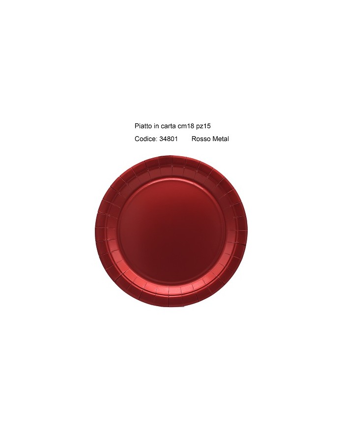 Piatti cm 18 rosso metal pz 15