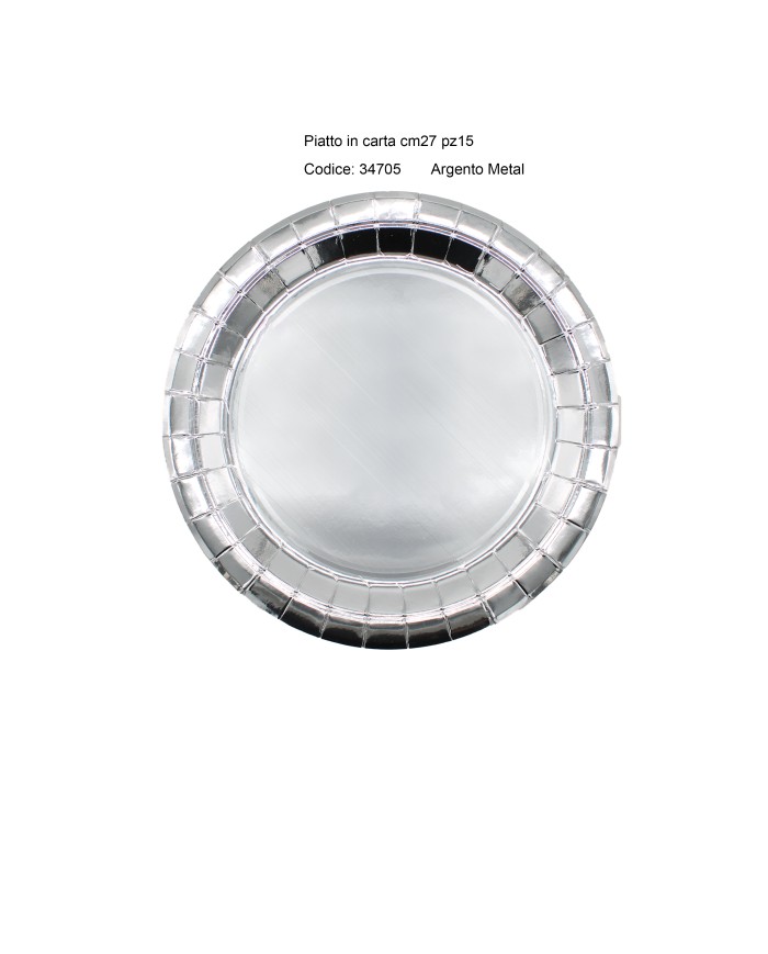 Piatti 27 cm Argento metal pz 15