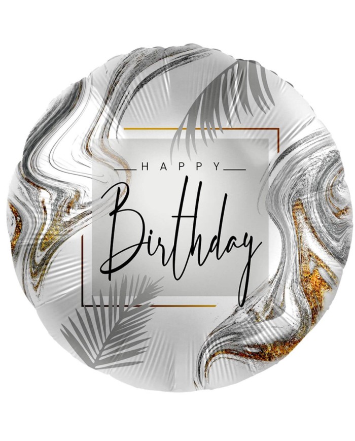 Mylar 18" happy birthday silver black cm 45